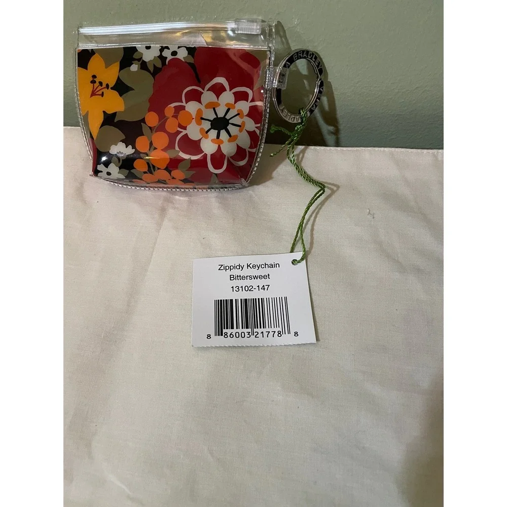 Vera Bradley Zippidy Keychain Bittersweet Floral Clear Pouch 13102-147 NWT